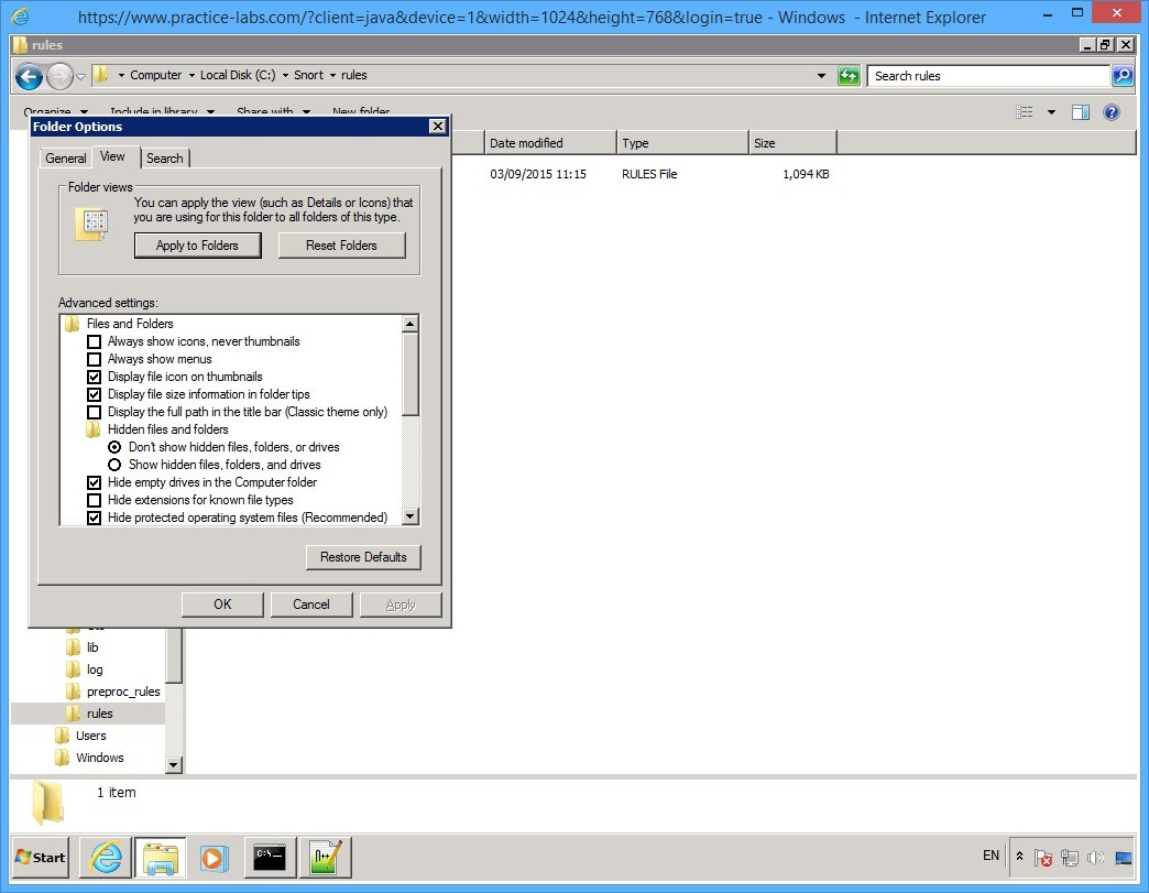 Practice Labs screenshot.